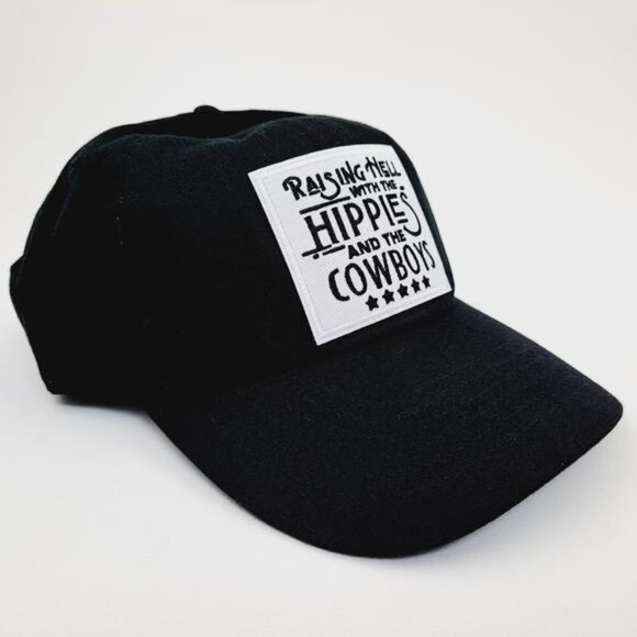 Raising Hell Hippies Cowboys Retro Vintage Style Dad Hat Cap Black Cotton Relax - Picture 4 of 5